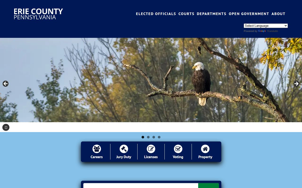 Erie County Pennsylvania government website with court and property records for bankruptcy cases
