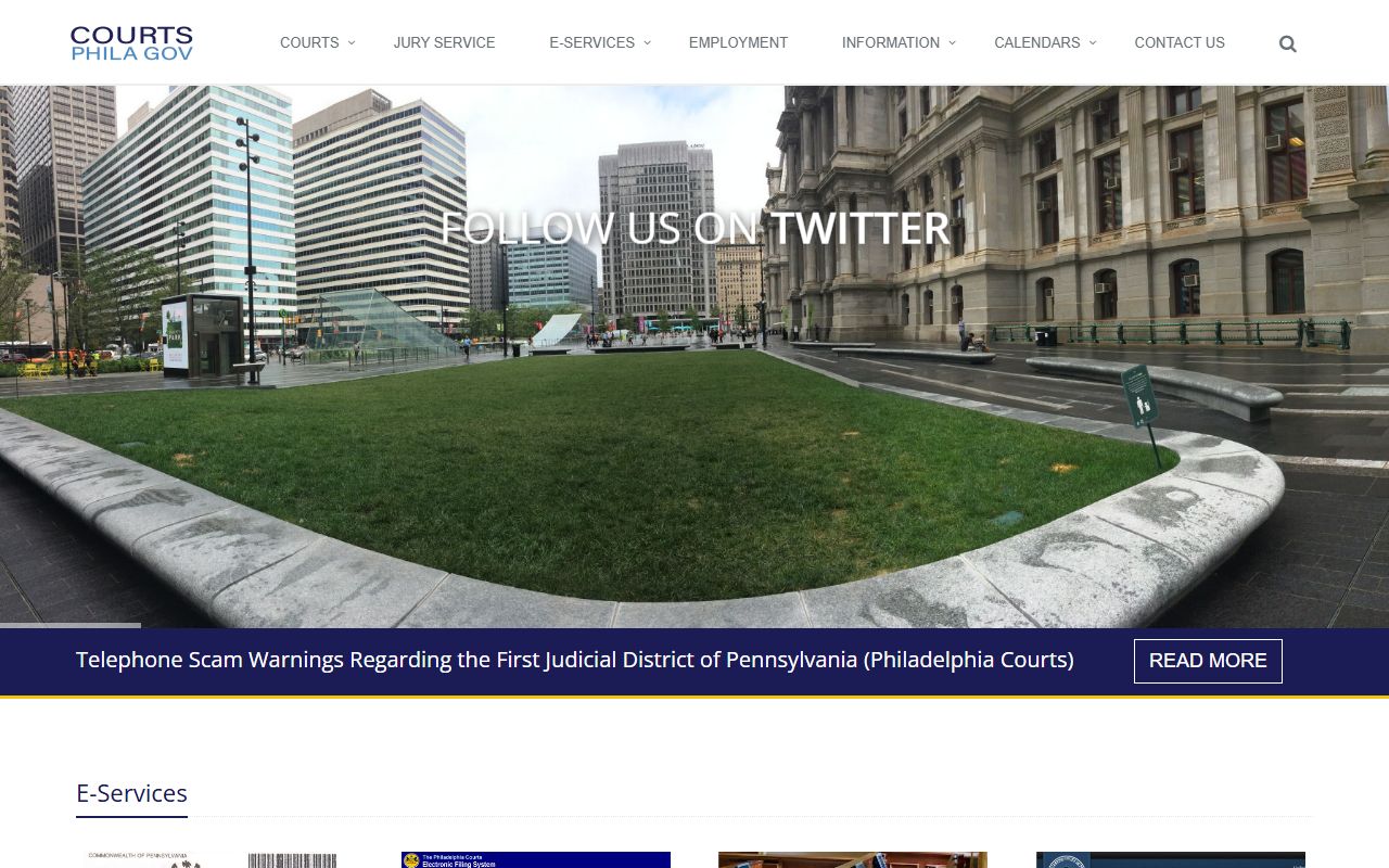 Philadelphia courts website with civil records and legal resources for bankruptcy filers