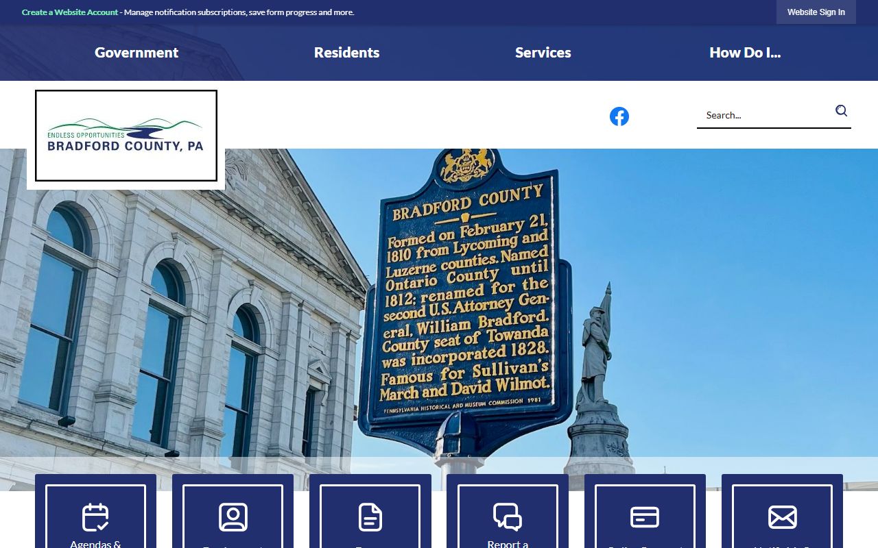 Bradford County government website with courthouse information for bankruptcy-related records