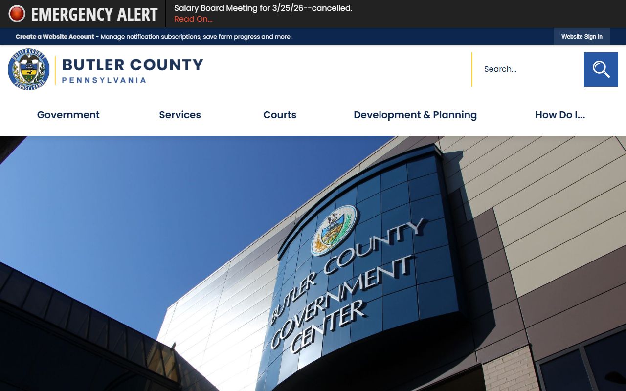 Butler County government website with courthouse information relevant to bankruptcy filings