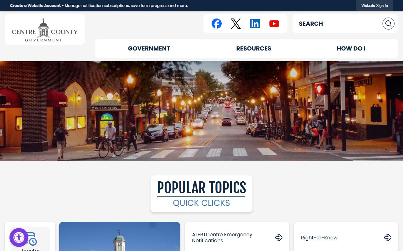 Centre County government website for local court and property records