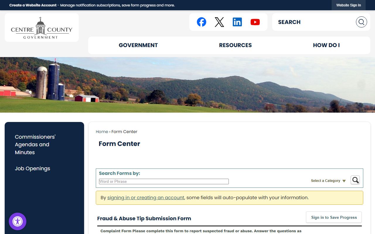 Centre County Prothonotary office for civil court records in Bellefonte