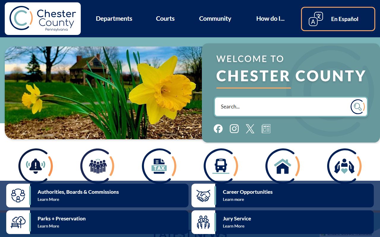 Chester County government and court records website for West Chester Pennsylvania
