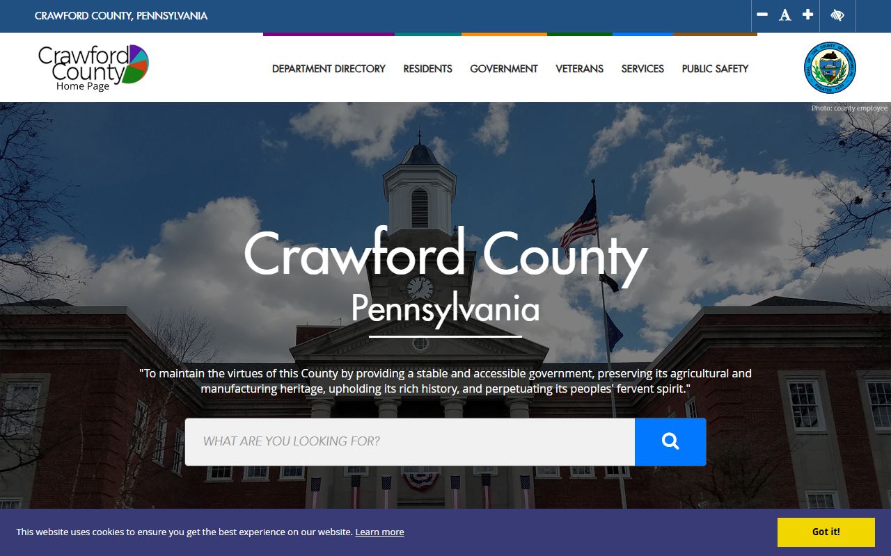 Crawford County courthouse and government website for property and civil records
