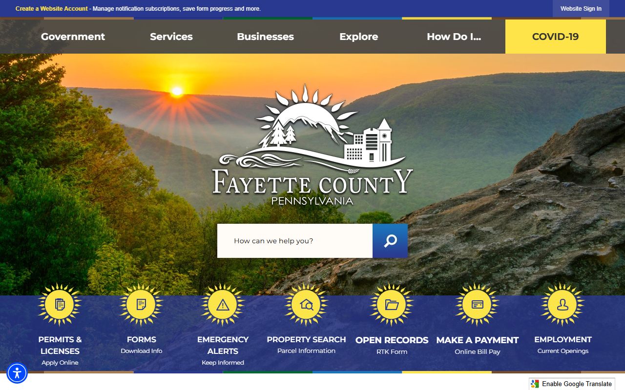 Fayette County Pennsylvania government offices for records access