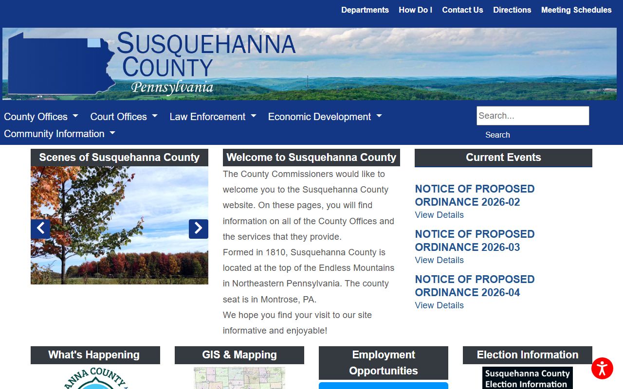 Susquehanna County courthouse and county government resources Montrose Pennsylvania